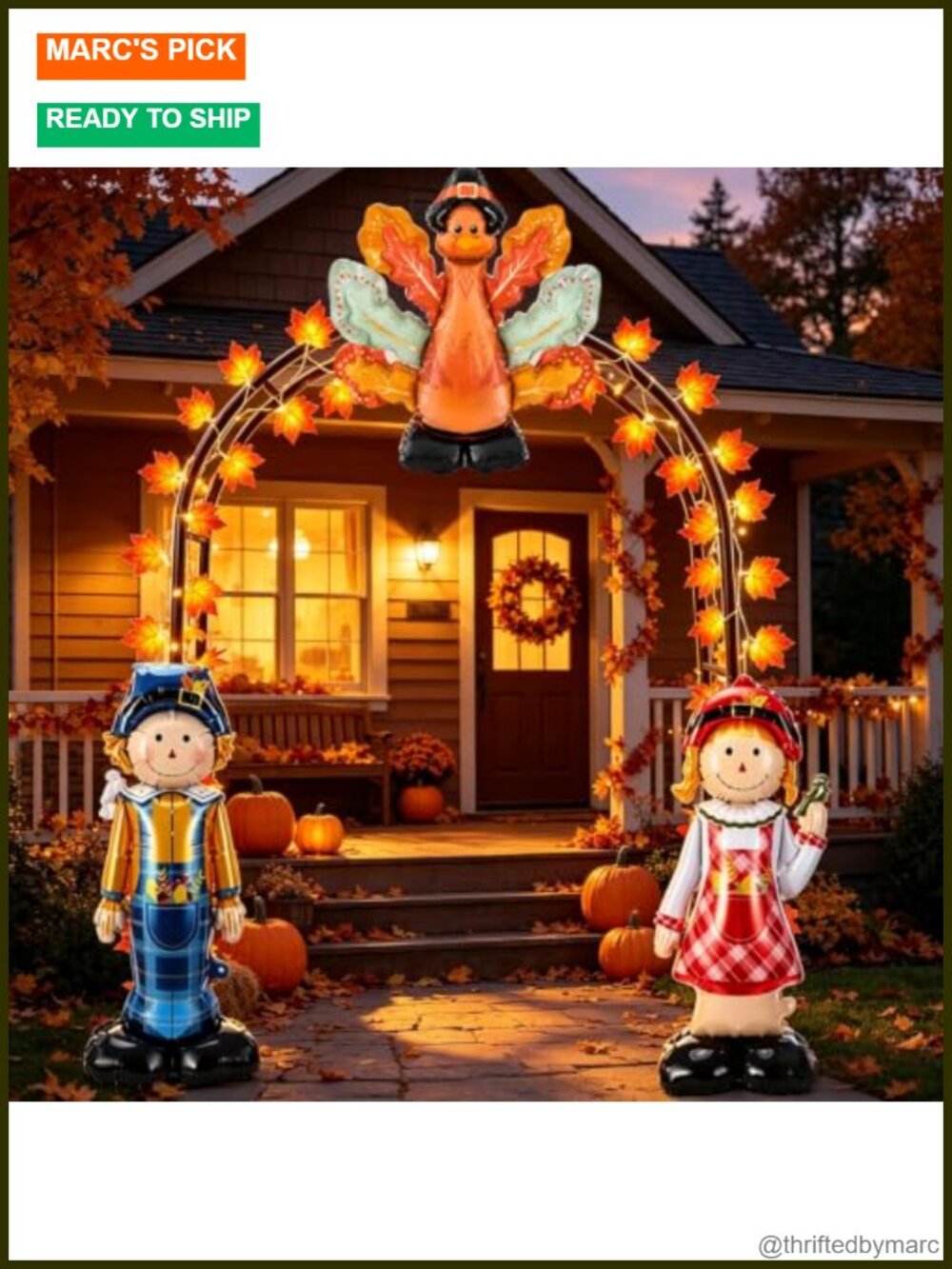 Thanksgiving Outdoor Archway Kit with Maple Light and Foil Balloons